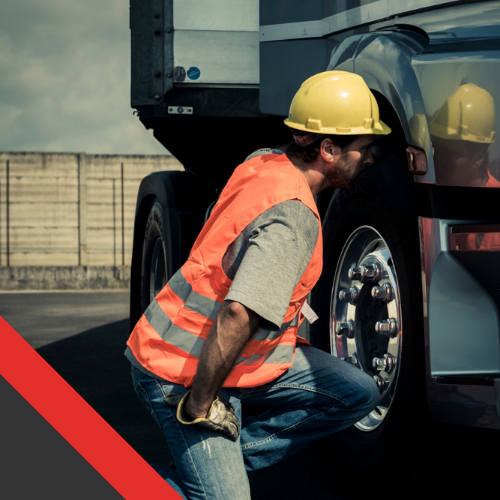 person working on truck